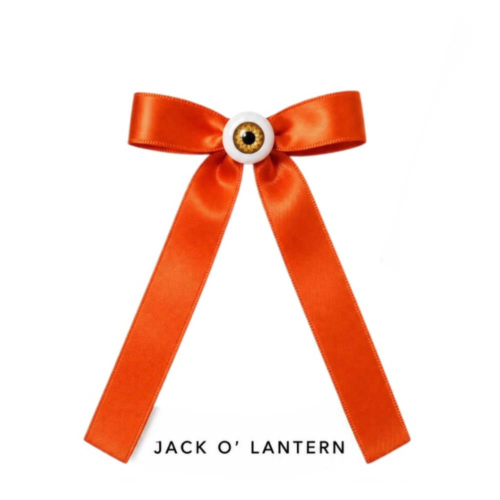 Bow Eyeball Clip – 5/8” Ribbon - Jack O’ Lantern